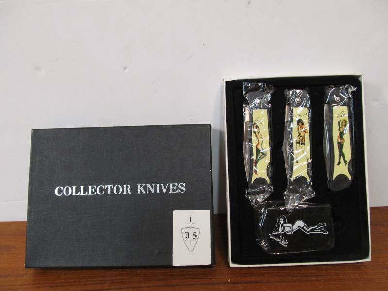 lot 95 image: New In Box Risqu Pinup Style Knives & Lighter