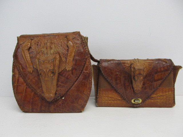 lot 84 image: Pair of Vintage Genuine Alligator Skin Leather PursesHandbags