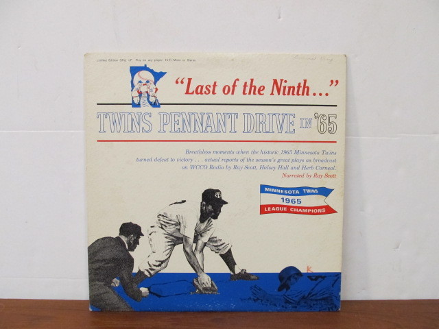 lot 142 image: Vintage 1965 MN Twins WCCO Radio Last of The Ninth Vinyl Record