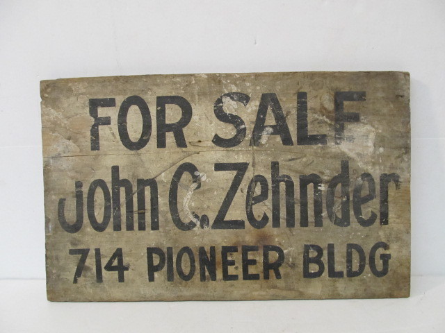 lot 155 image: Antique Painted Wood Saint Paul Pioneer Press Building Sign - John C. Zehnder