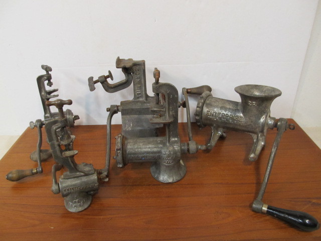 lot 160 image: Group of Large Antique Kitchen Grinders