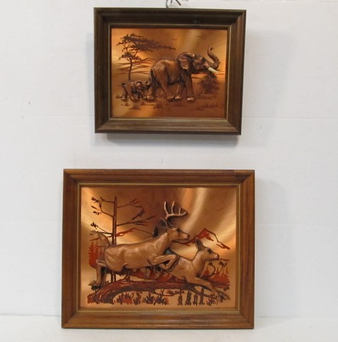 lot 163 image: Vintage 3-D Copper Relief Animal Artworks 