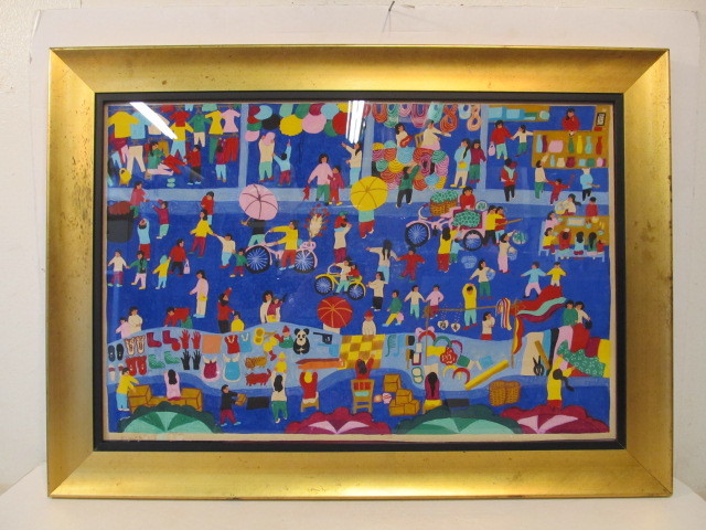 lot 168 image: Chinese Naive Folk Art Village Scene