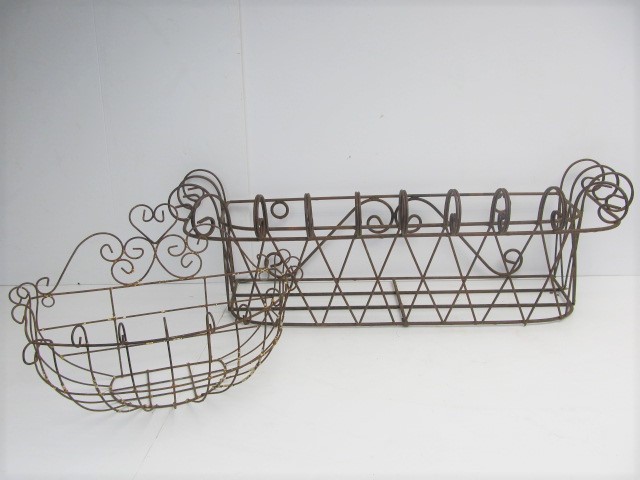 lot 120 image: Vintage IronWire Garden or Porch Planters
