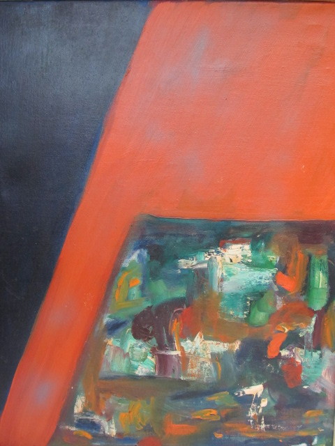 lot 3 image: Framed Mid Century Abstract Oil on Canvas Painting