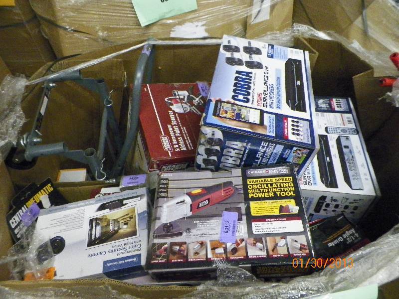 lot 1 image: This item is a pallet of bulk store returns. Some of which are unopened, used or for parts only. The items on this pallet have not been fully tested. We encourage interested buyers to inspect this pallet to ensure what they are receiving.