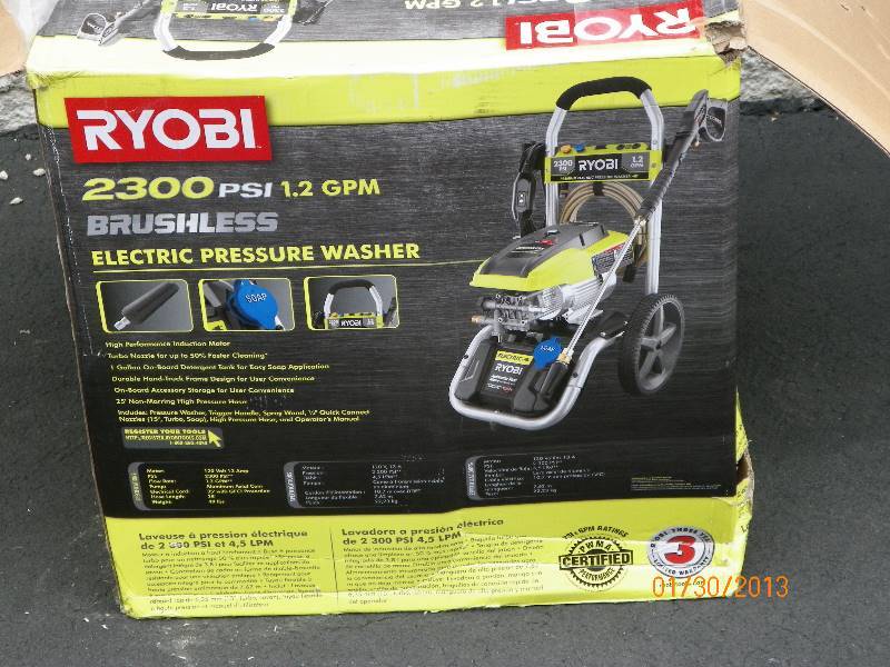 lot 8 image: NEWLY ASSEMBLED - Ryobi 2,300 PSI 1.2 GPM High Performance Electric Pressure Washer