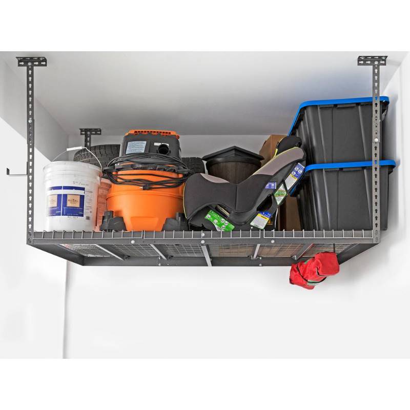 lot 9 image: NEW IN BOX - New Age Products Performance 96 in. L x 48 in. W x 42 in. H Adjustable VersaRac Ceiling Storage Rack in White