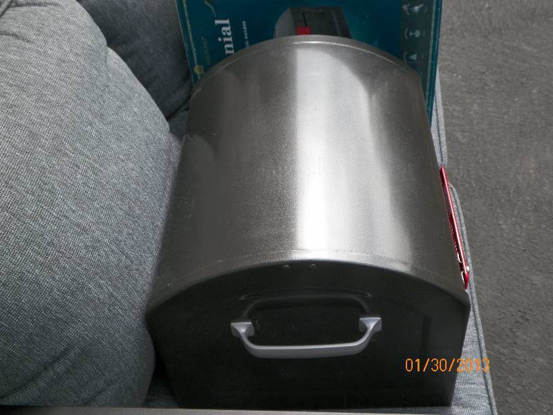 lot 46 image: Architectural Mailboxes - Centennial Metallic Pewter with Red Flag Extra Large Capacity Post Mount Mailbox