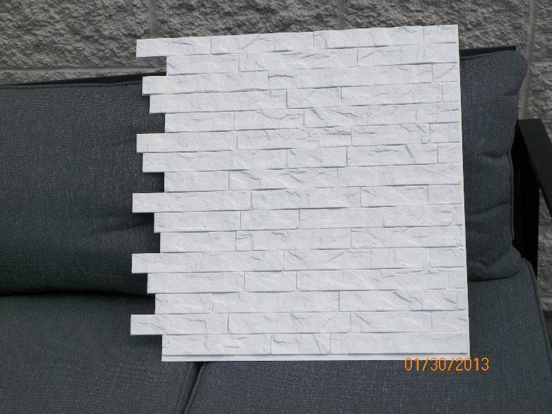 lot 98 image: Innovera Dcor by Palram - 24 x 24 Ledge Stone Decorative Vinyl Wall Paneling in White (9-Pieces) - 1 CASE