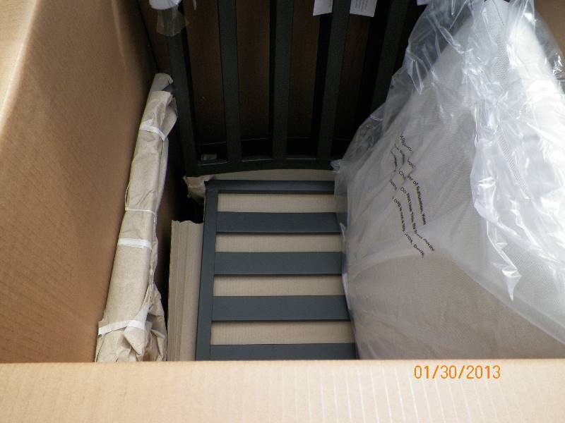 lot 105 image: NEW IN BOX  Threshold - Fairmont 2pk Stationary Patio Dining Chair - wlinen cushions