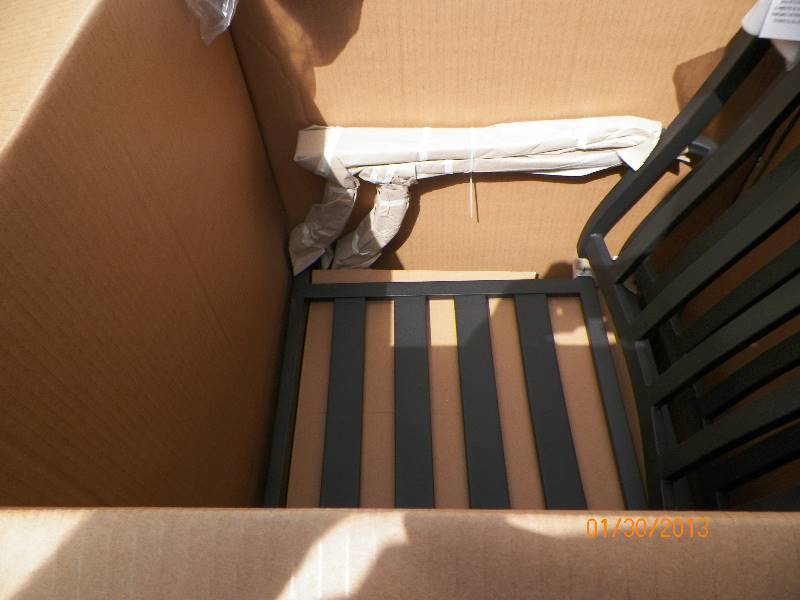 lot 103 image: NEW IN BOX  Threshold - Fairmont 2pk Stationary Patio Dining Chair - wlinen cushions