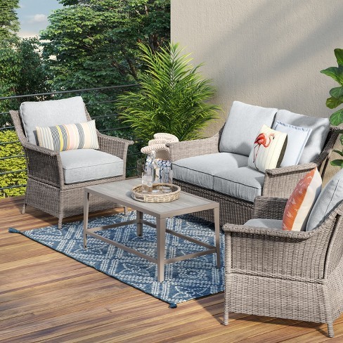 lot 109 image: NEW IN BOX Threshold Foxborough Patio Coffee Table - in Gray