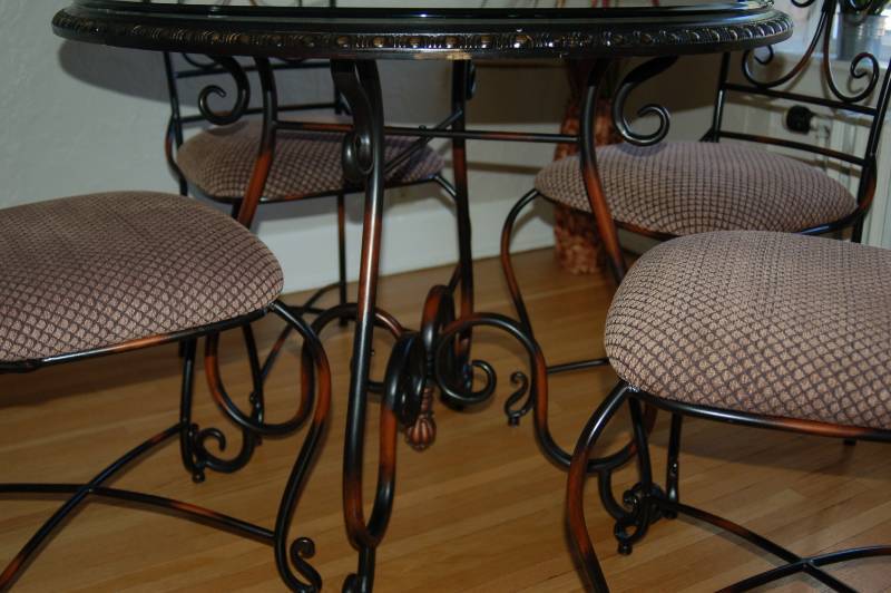 Metal and Glass Table and Chairs