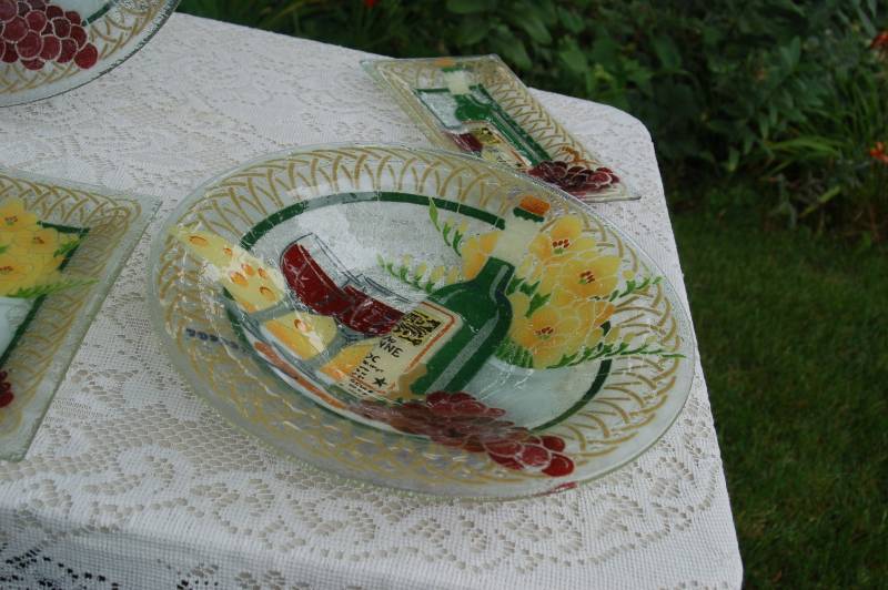 Peggy Carr Art Glass Decorative Platters Italian Motifs