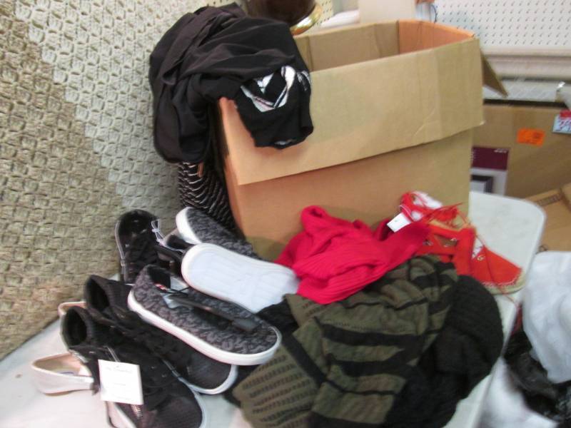 Box Full of Clothing, Shoes Etc New...
