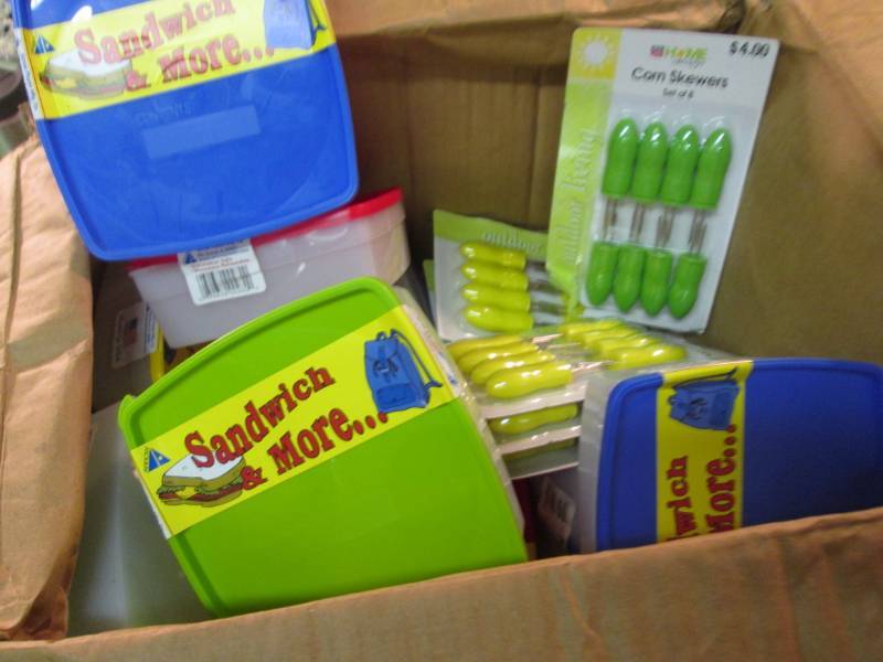 Box Full of Corn Skewers, Sandwich ...