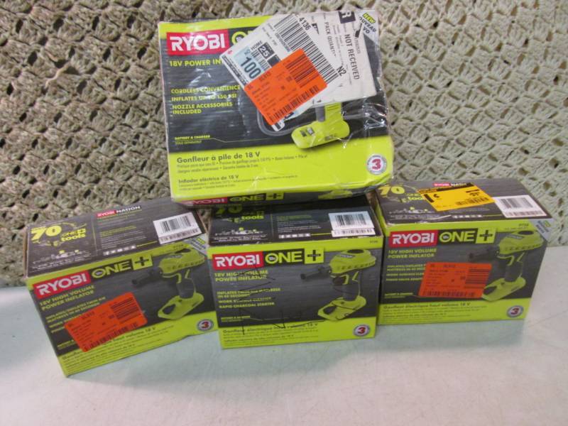 Lot of 4 Ryobi One  18V Power Infl...