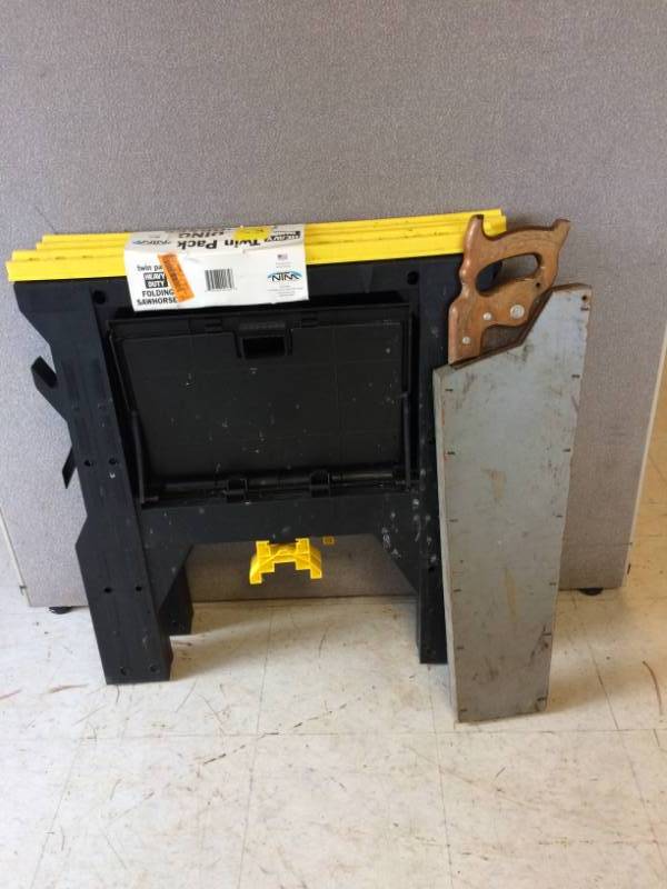 lot 37 image: Hand Saw and Sawhorses