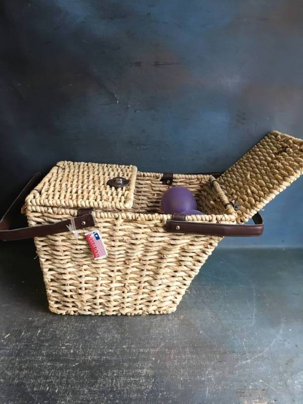 lot 142 image: Wicker Picnic Basket and More