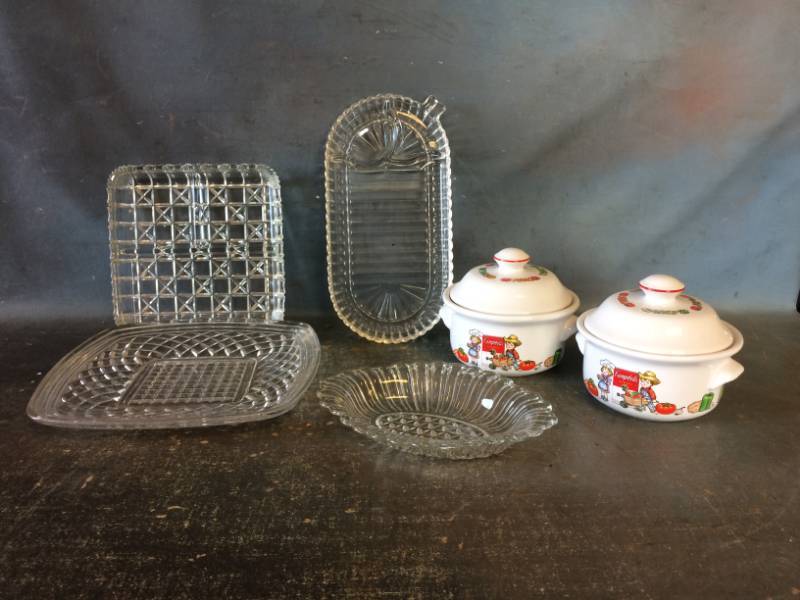 lot 202 image: Glass Relish Trays and More