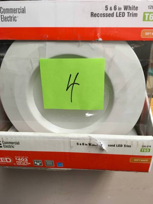 Commercial Electric 5 in. and 6 in. White Integrated LED Recessed Trim in good condition