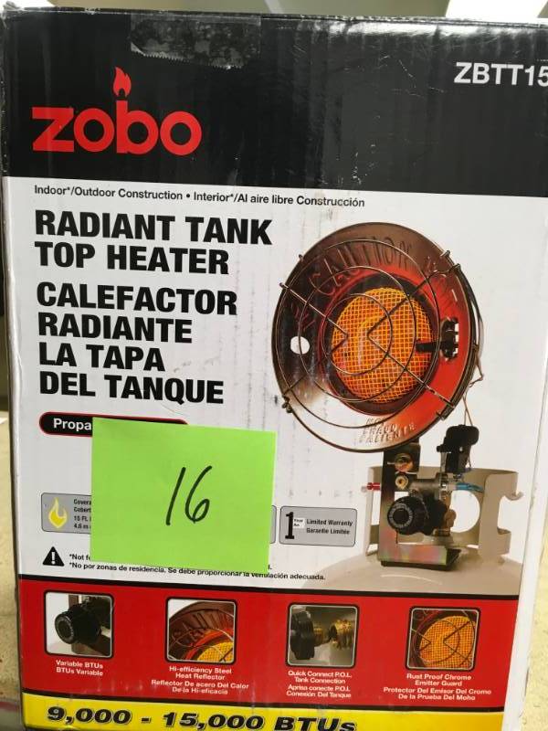 ZOBO 15,000 BTU Propane Tank Top Heater in good condition