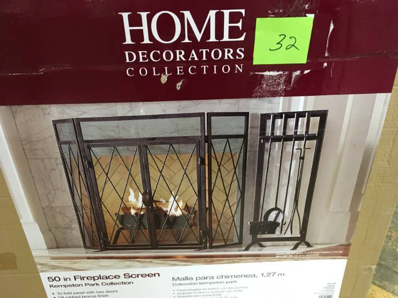 Home Decorators Collection Kempston Park Oil Rubbed Bronze 3-Panel 50 in. Fireplace Screen with Doors not used