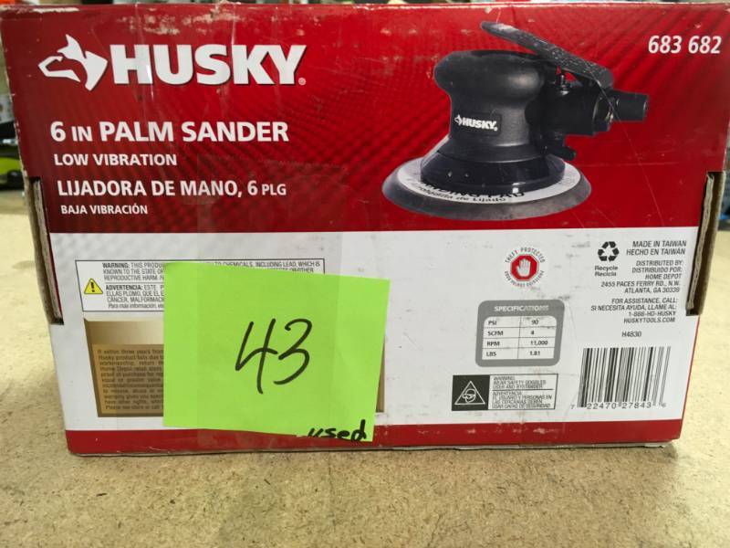 Husky 6 in. Low Vibration Palm Sander USED in good condition
