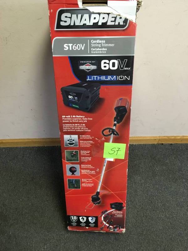 Snapper 60V Brushless String Trimmer with 2 Ah Battery, 1 Hour Charger in good condition