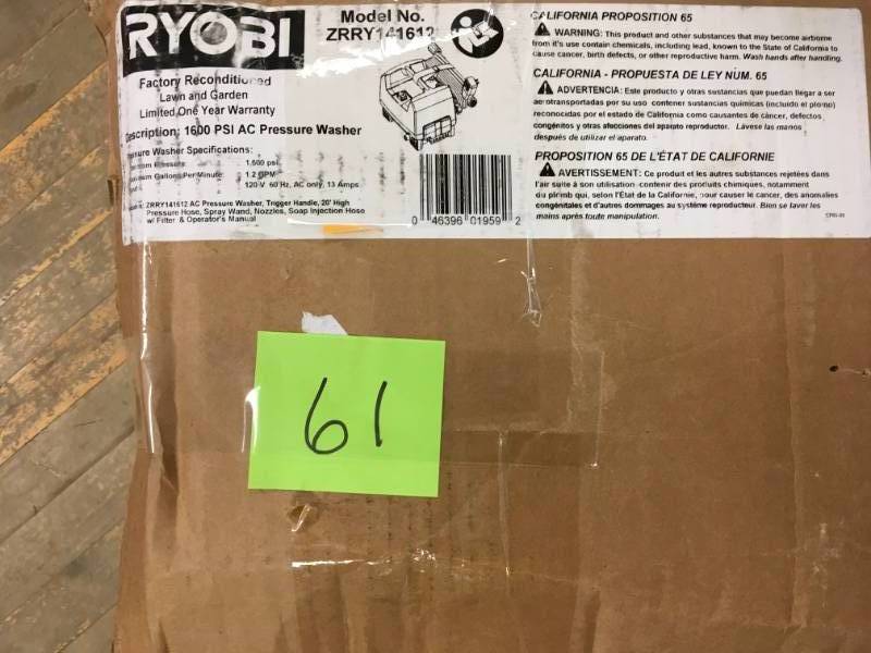RYOBI Reconditioned 1,600 PSI 1.2 GPM Electric Pressure Washer in good condition