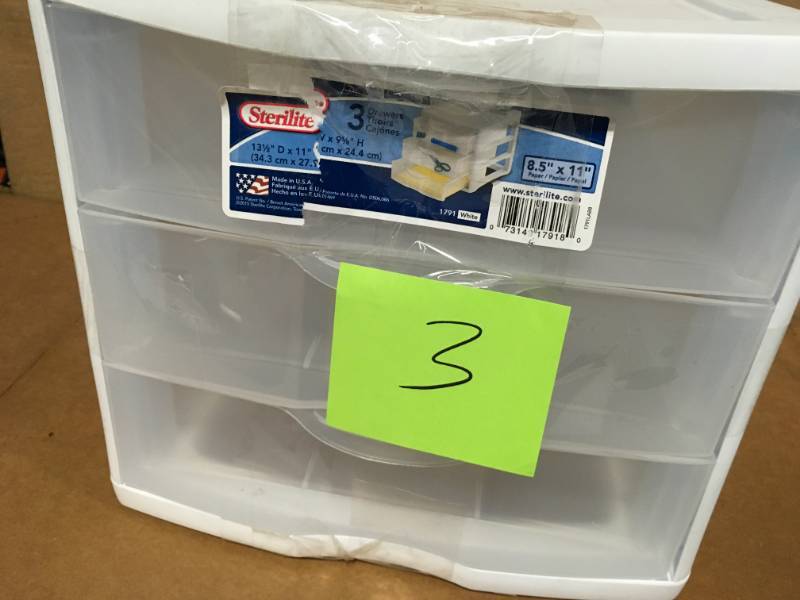 lot 3 image: Sterilite 17918004 Clearview 3 Storage Drawer Organizer 073149179180 in good condition