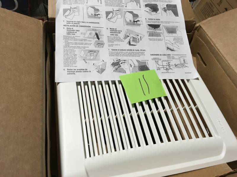 lot 11 image: NuTone InVent Series 80 CFM WallCeiling Installation Bathroom Exhaust Fan in good condition