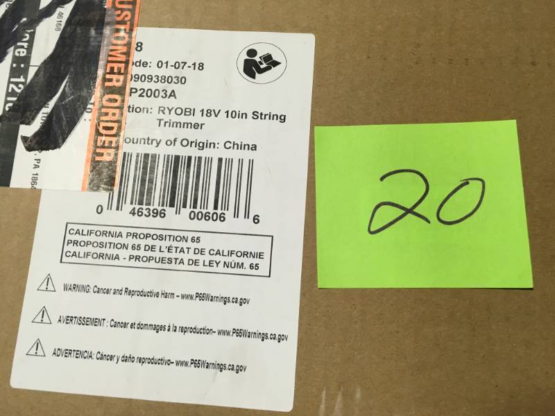 lot 20 image: RYOBI ONE 18-Volt Lithium-Ion Cordless Battery Electric String Trimmer and Edger (Tool Only) in good condition