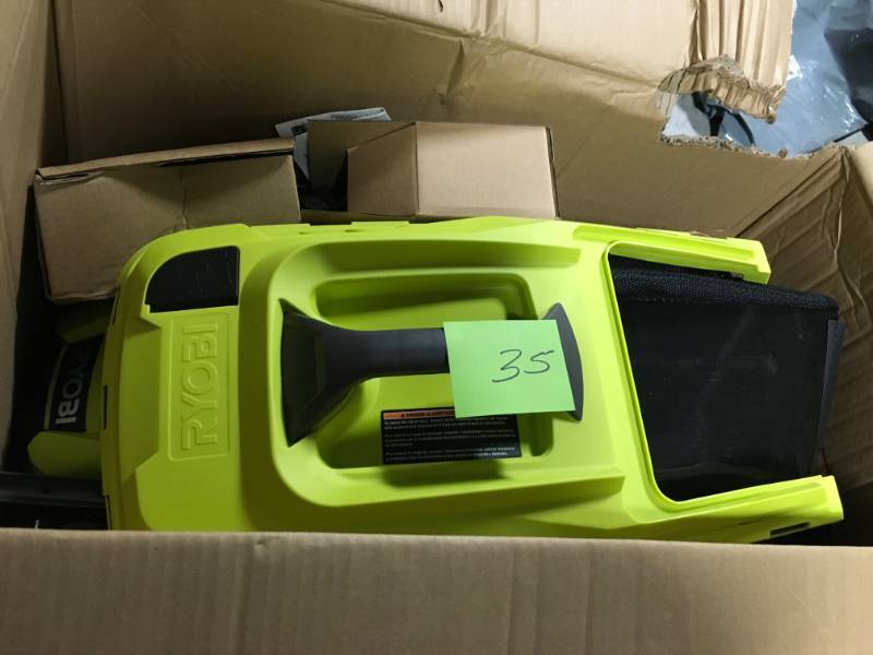 lot 35 image: Ryobi P1140 18-Volt Lithium-Ion Cordless Battery Walk Behind Push Lawn Mower in good condition
