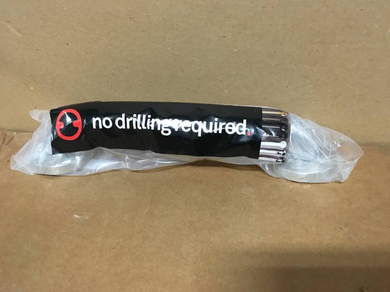 lot 48 image: No Drilling Required 12 in. x 1-12 in. Grab Bar in Brushed Stainless Steel in good condition