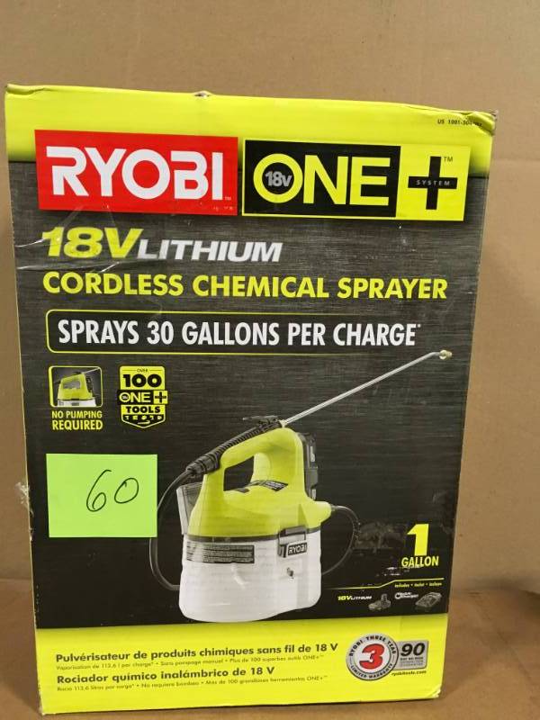 lot 60 image: One 18-Volt Lithium-Ion Cordless Chemical Sprayer in good condition