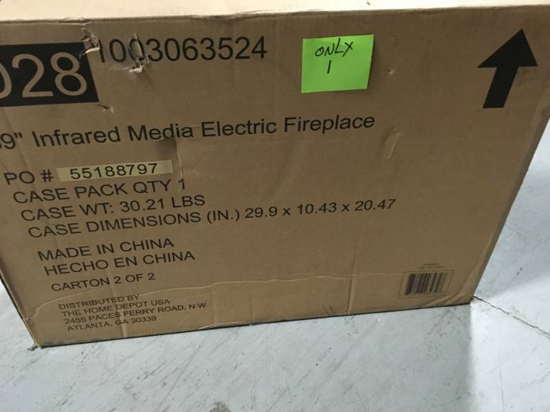 lot 86 image: Home Decorators Collection Edenfield 59 in. Freestanding Infrared Electric Fireplace TV Stand in Aged White ONE BOX