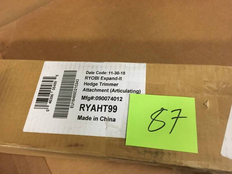 lot 87 image: RYOBI Expand-It 15 in. Articulating Hedge Trimmer Attachment in good condition