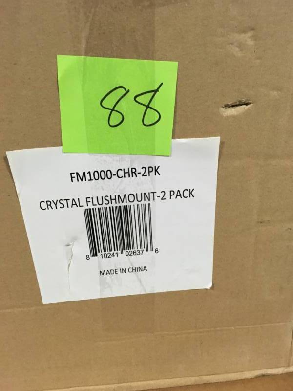 lot 88 image: Elegant Designs 13 in. 2 Light Elipse Crystal Flush Mount Ceiling Light 2 Pack, Chrome not used