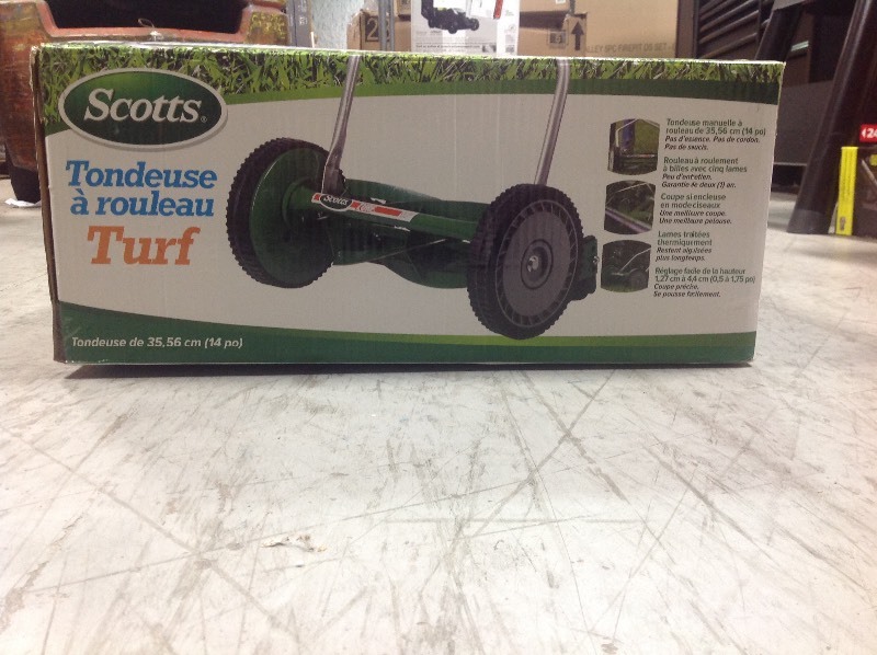 lot 109 image: Scotts 14 in. 5-Blade Manual Walk Behind Reel Mower in like new condition