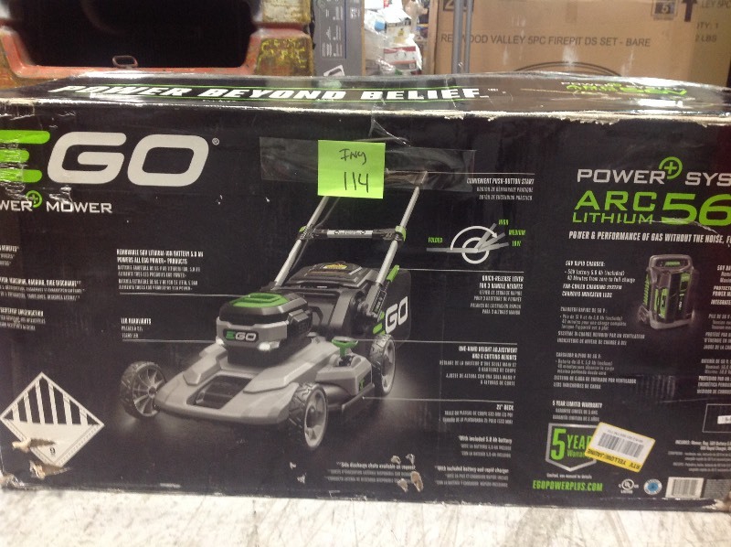 lot 114 image: EGO 21 in. 56-Volt Lithium-ion Cordless Battery Walk Behind Push Mower 5.0 Ah BatteryCharger Included in good condition