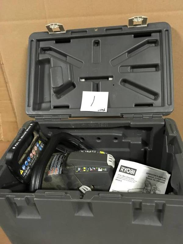 RYOBI 18 in. 38cc 2-Cycle Gas Chainsaw with Heavy Duty Case USED in good condition