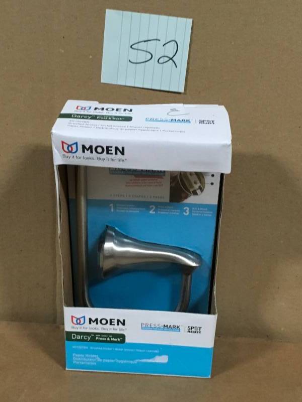 MOEN Darcy Single Post Toilet Paper Holder with Press and Mark in Brushed Nickel not used