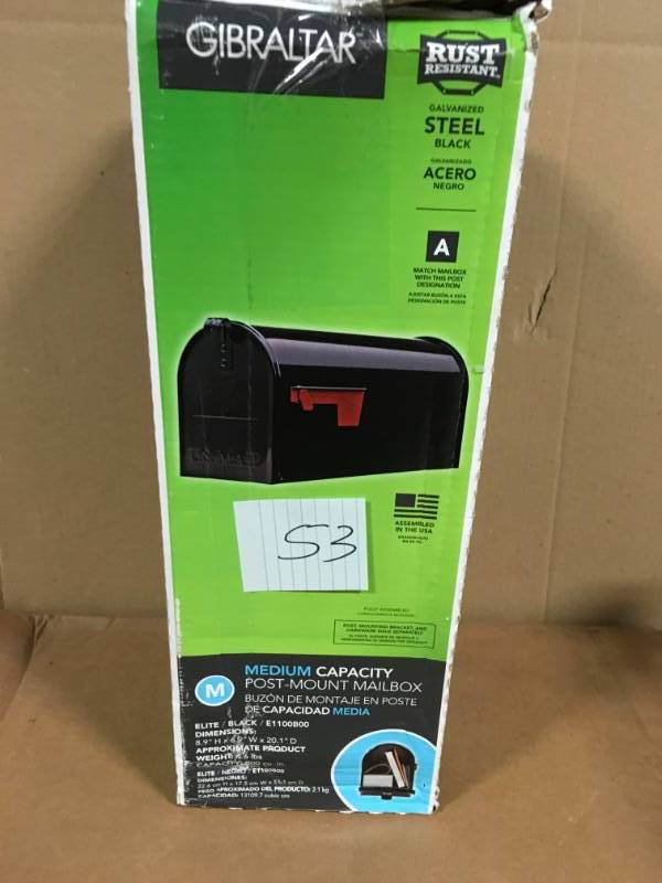 Gibraltar Mailboxes Elite Medium Black Galvanized Steel Post-Mount Mailbox in good condition