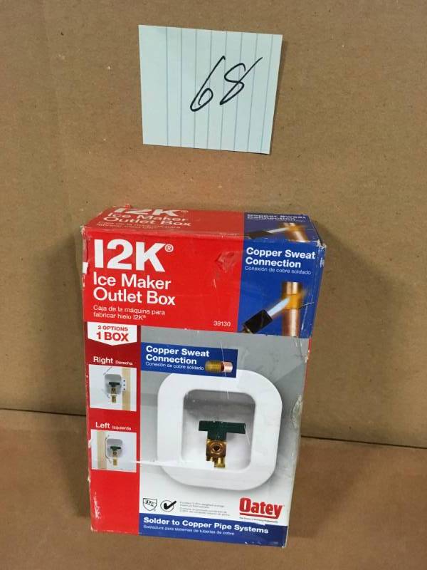 Oatey I2K Icemaker Outlet Box 14 Turn not used