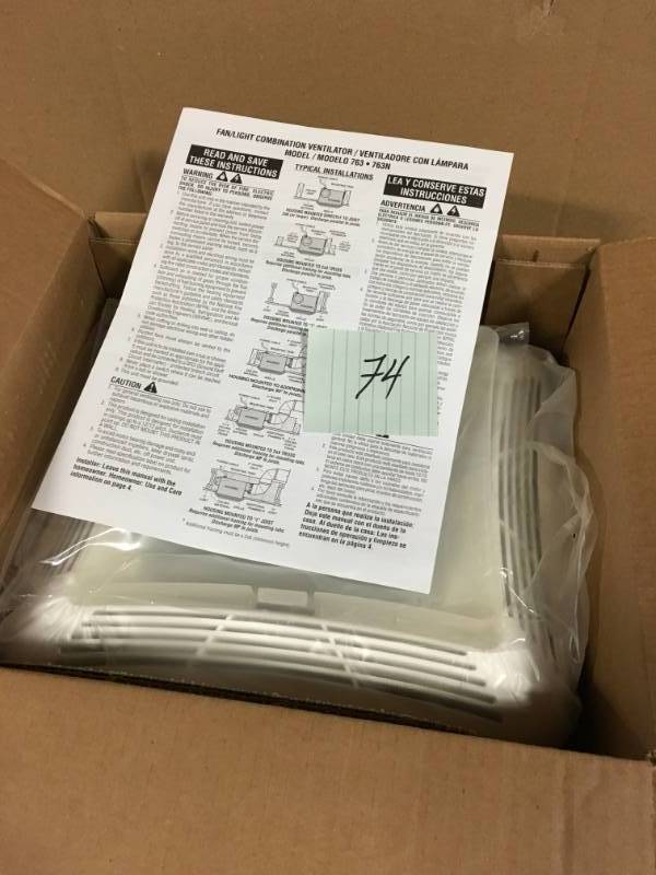 NuTone 50 CFM Ceiling Bathroom Exhaust Fan with Light in good condition