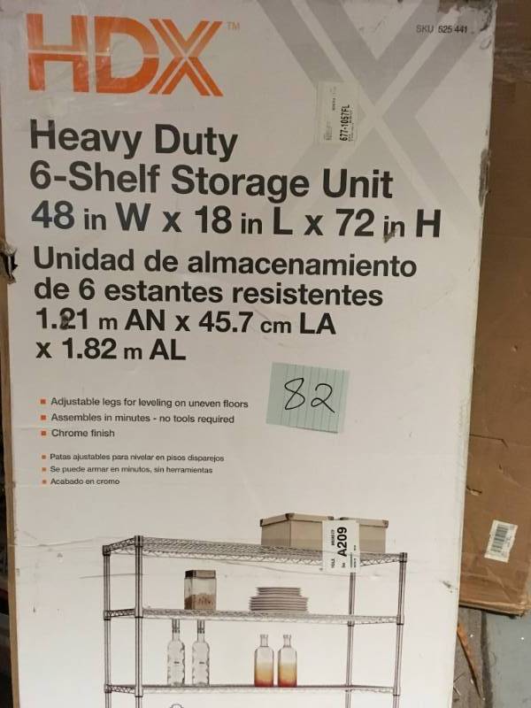 HDX 72 in. H x 48 in. W x 18 in. D 6-Tier Wire Shelving Unit in Chrome not used