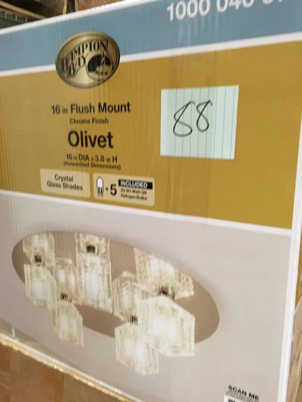 Hampton Bay Olivet 16 in. 5-Light Chrome Flush Mount with Cube Glass Shades not used