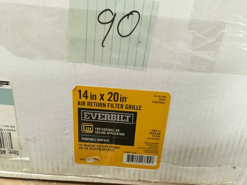 Everbilt 14 in. x 20 in. White Return Air Filter Grille not used